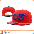 Custom red and blue flat bill print logo snapback cap
